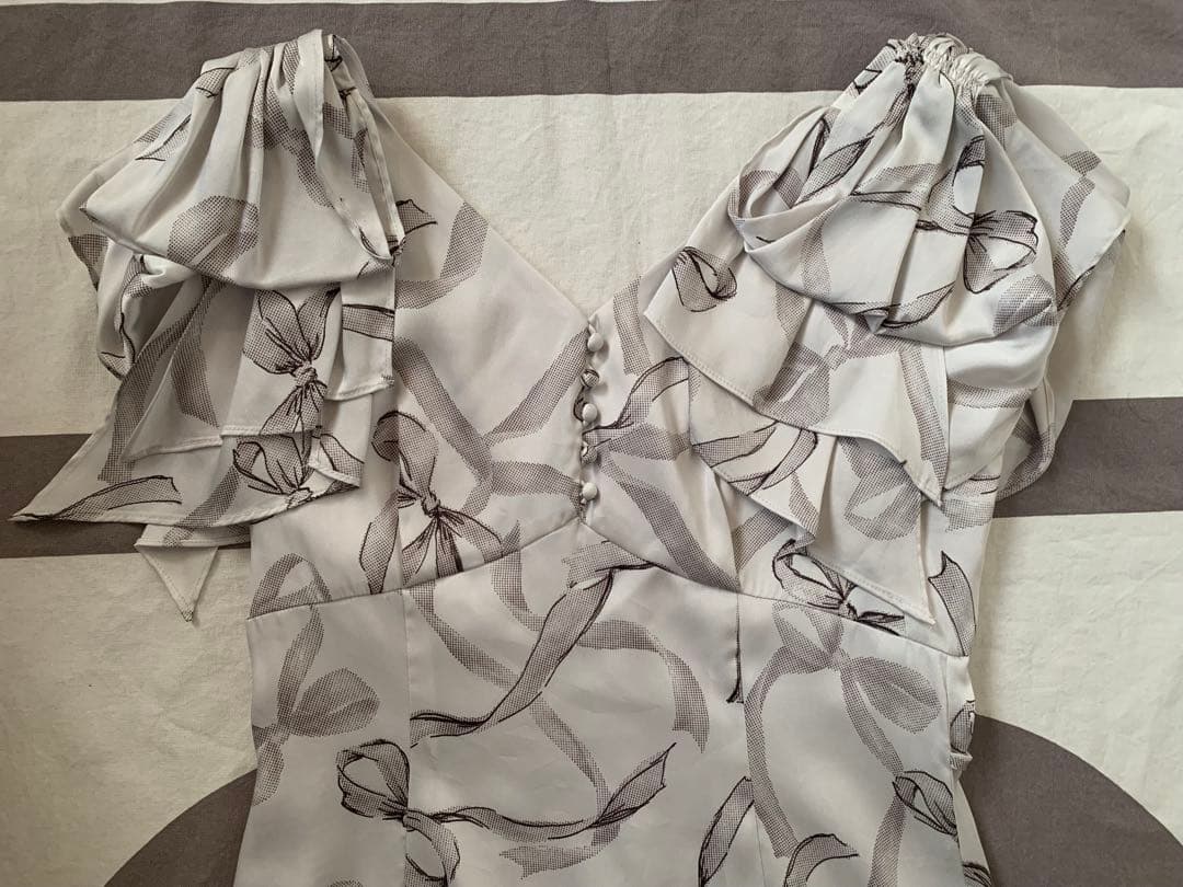 スナイデル リボンスリーブデザインワンピース size2 りぼん柄オケージョン