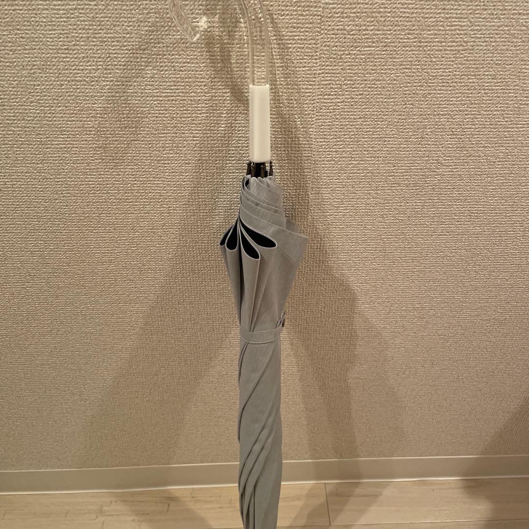 ❤️クリアハンドルが素敵サンバリア100 Mサイズ長傘 MOKU グレー 晴雨兼用