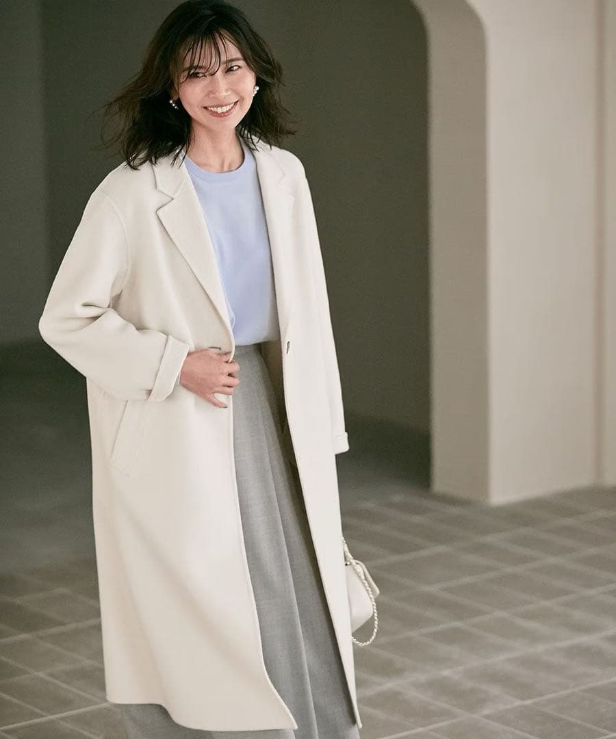 Yuzuさん専用　23区✨22AW　ウールリバー ロングコート　38　ベージュ系