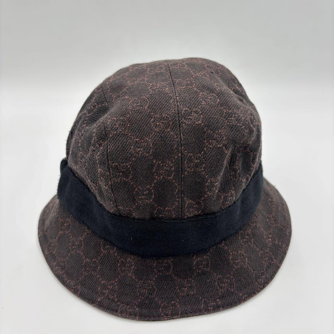 GUCCI グッチ GGキャンバス バケットハット 帽子 Mサイズ　ブラウン