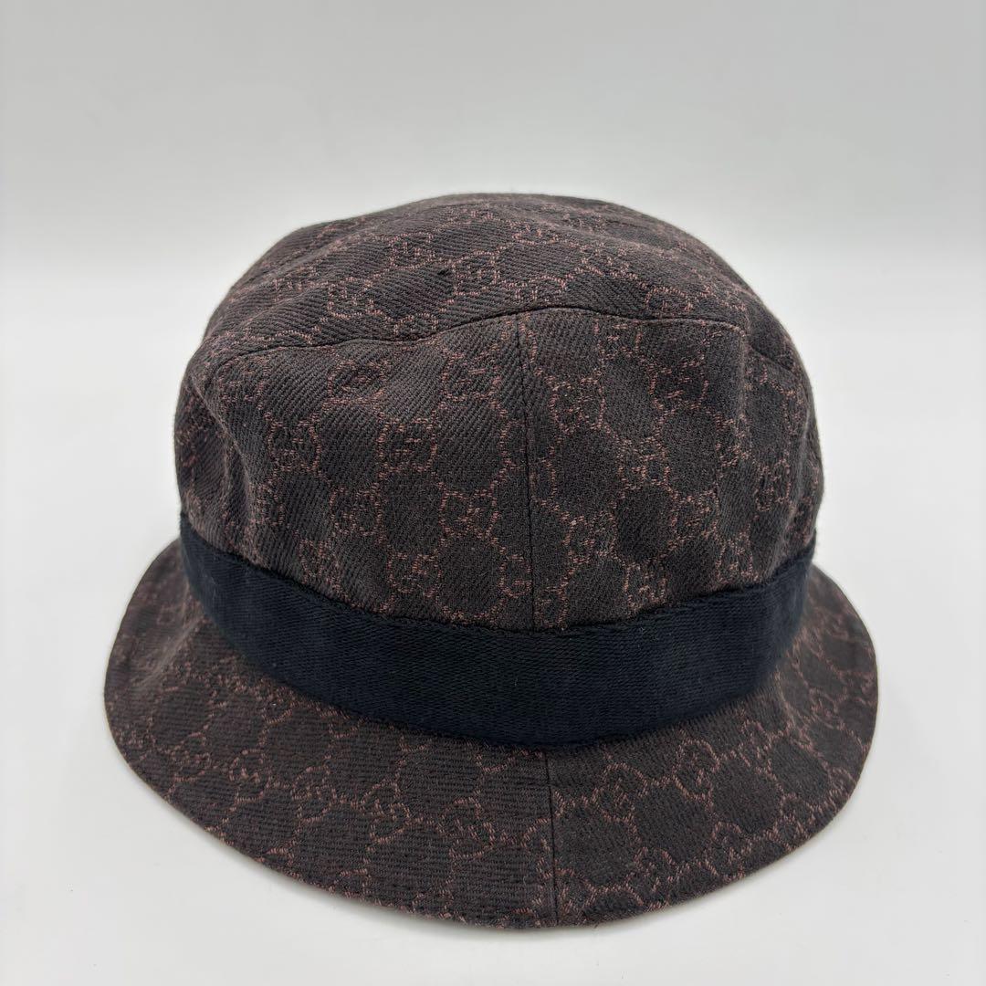 GUCCI グッチ GGキャンバス バケットハット 帽子 Mサイズ　ブラウン
