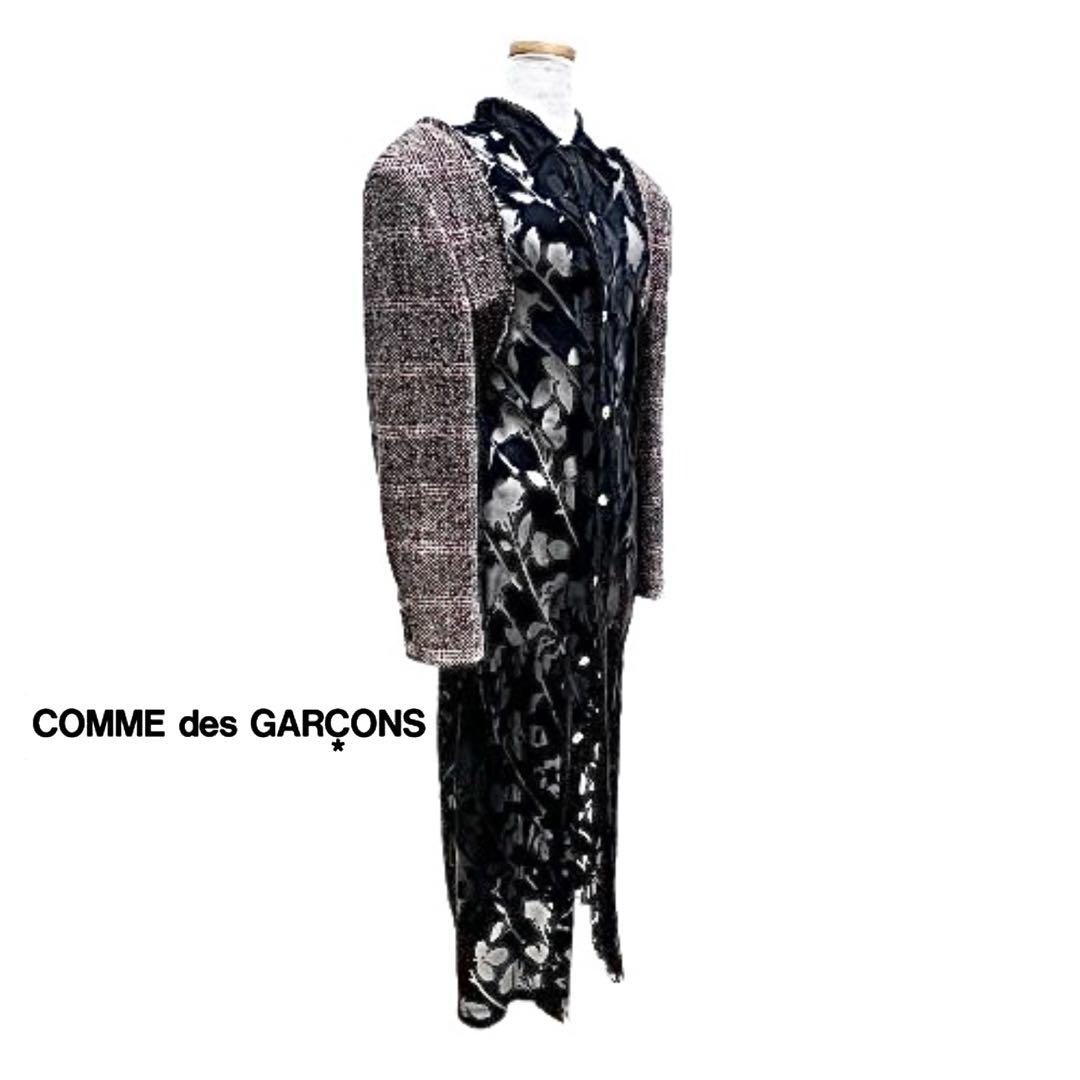 貴重！comme des garconsシアー柄切替オーバーコートmi121