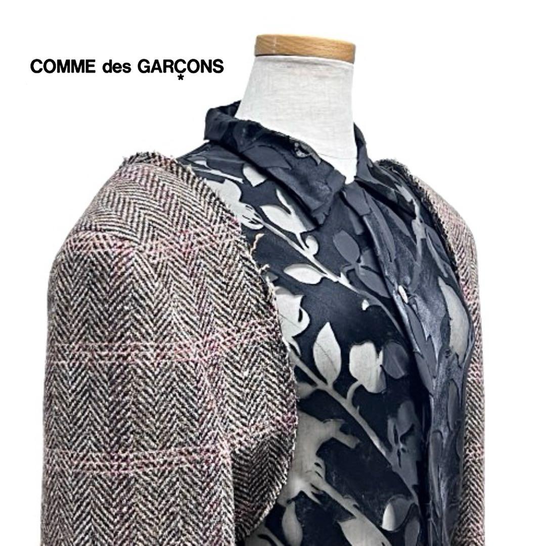 貴重！comme des garconsシアー柄切替オーバーコートmi121