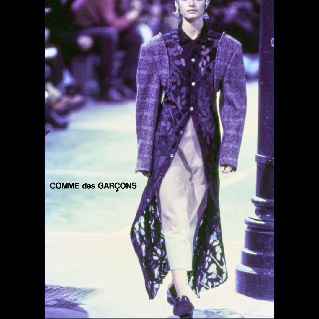 貴重！comme des garconsシアー柄切替オーバーコートmi121