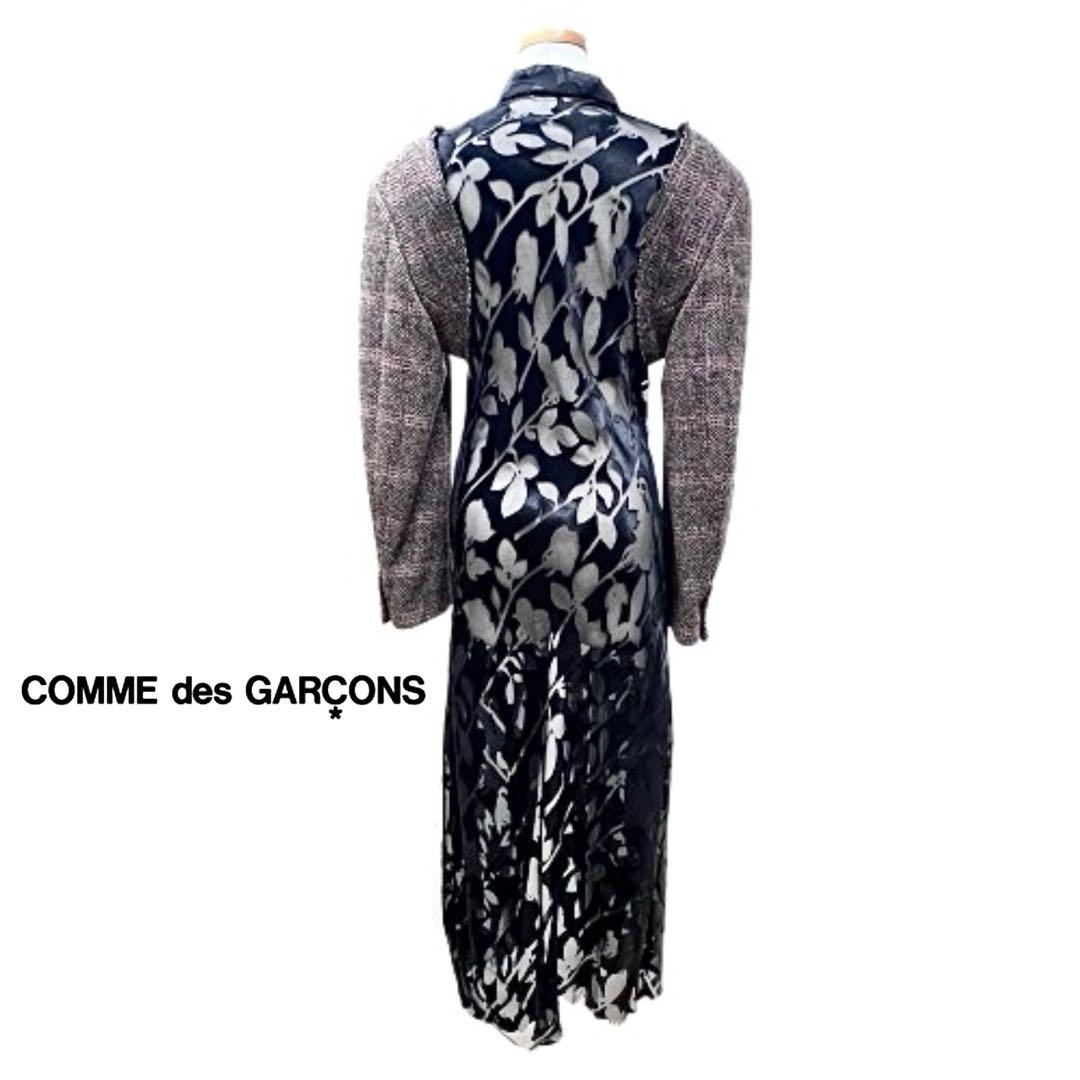 貴重！comme des garconsシアー柄切替オーバーコートmi121