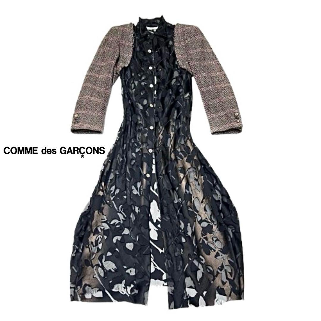 貴重！comme des garconsシアー柄切替オーバーコートmi121