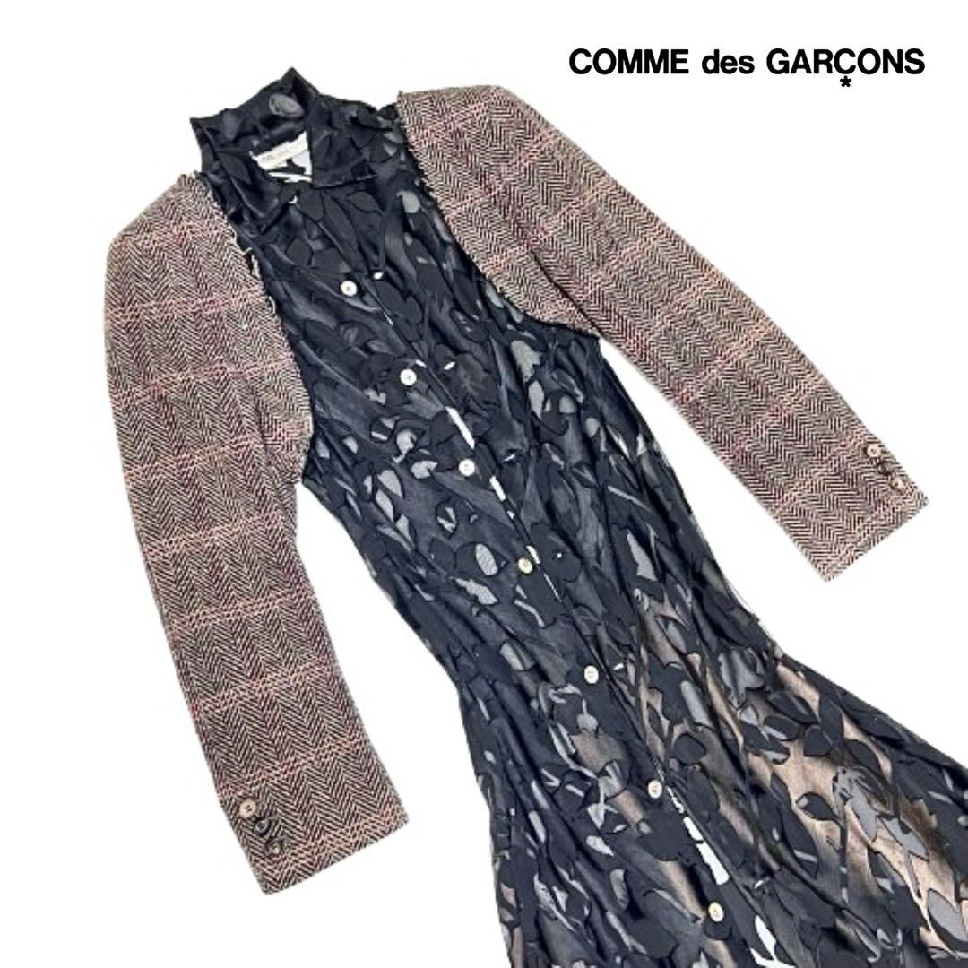貴重！comme des garconsシアー柄切替オーバーコートmi121