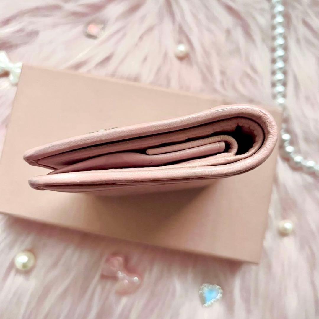miu miu ミュウミュウ マテラッセ ビジュー パール 二つ折り財布 箱付き
