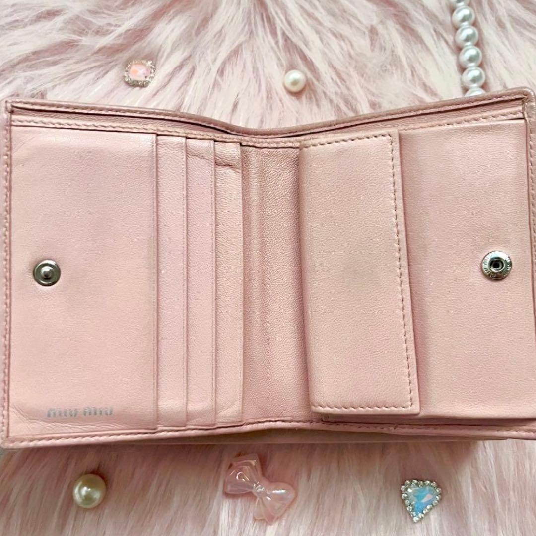miu miu ミュウミュウ マテラッセ ビジュー パール 二つ折り財布 箱付き