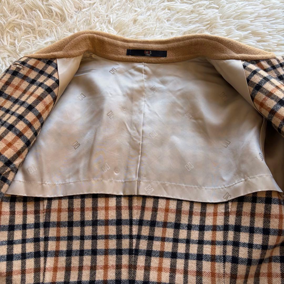 ダックス ロンドンロング ウールコート キャメル ハウスチェック Lサイズ