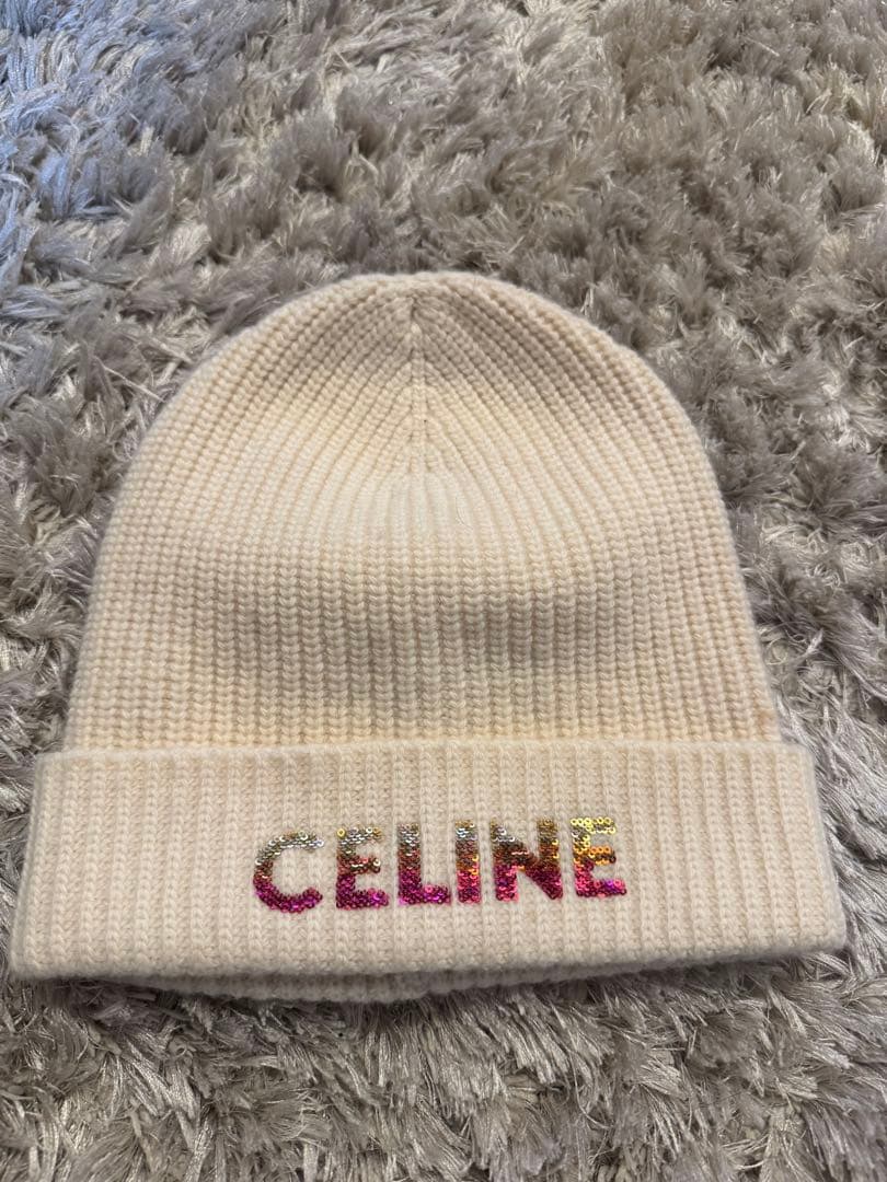 CELINE ニット帽 ホワイト