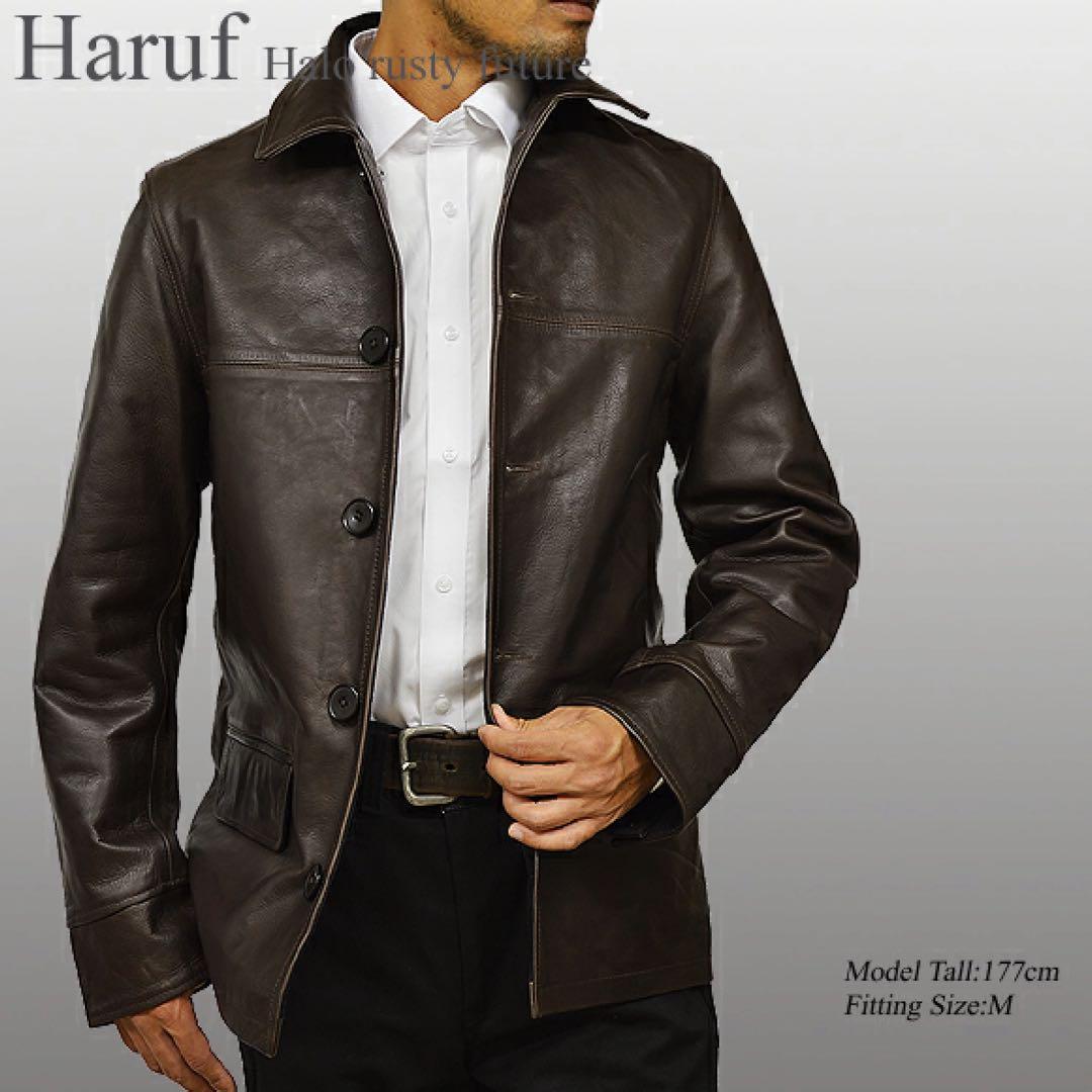 a*4様 激レア 新品 本革 カーコート レザージャケット 革ジャン メンズ ブ