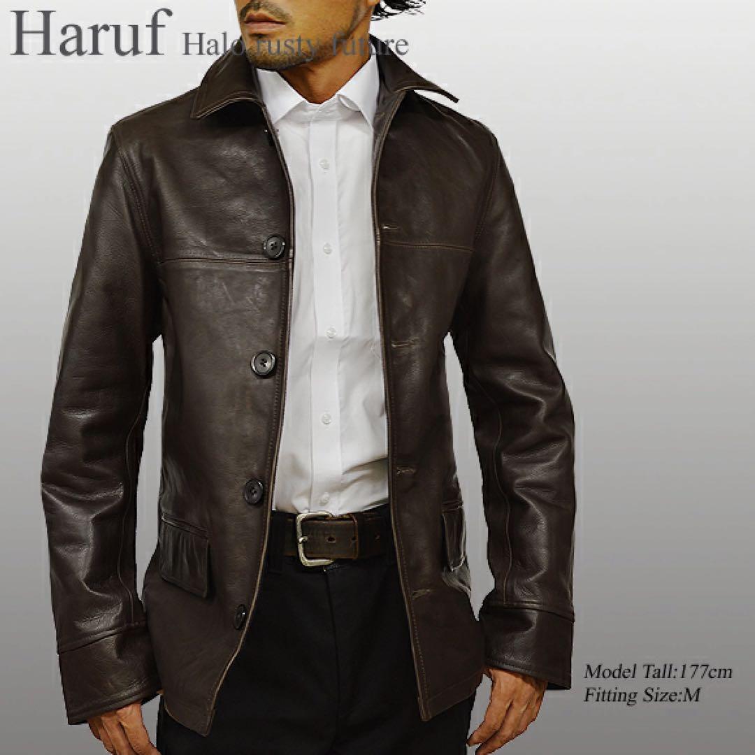 a*4様 激レア 新品 本革 カーコート レザージャケット 革ジャン メンズ ブ