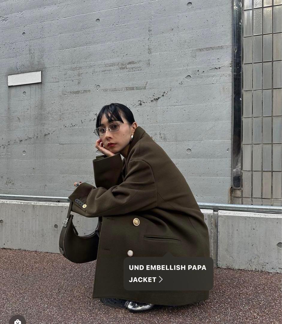 Ameri UND EMBELLISH PAPA JACKET　カーキSサイズ