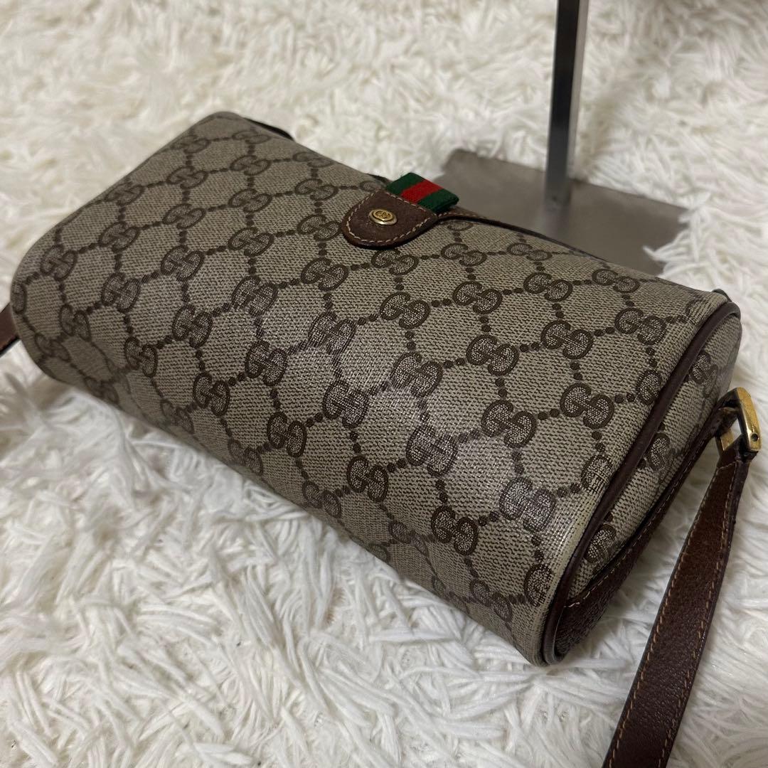 値下げ グッチ シェリーライン GG キャンバス レザー ショルダーバッグ