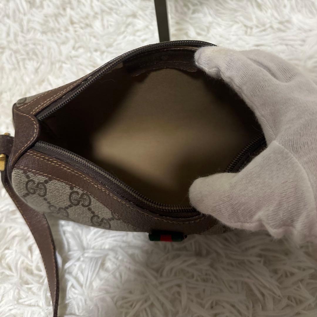値下げ グッチ シェリーライン GG キャンバス レザー ショルダーバッグ