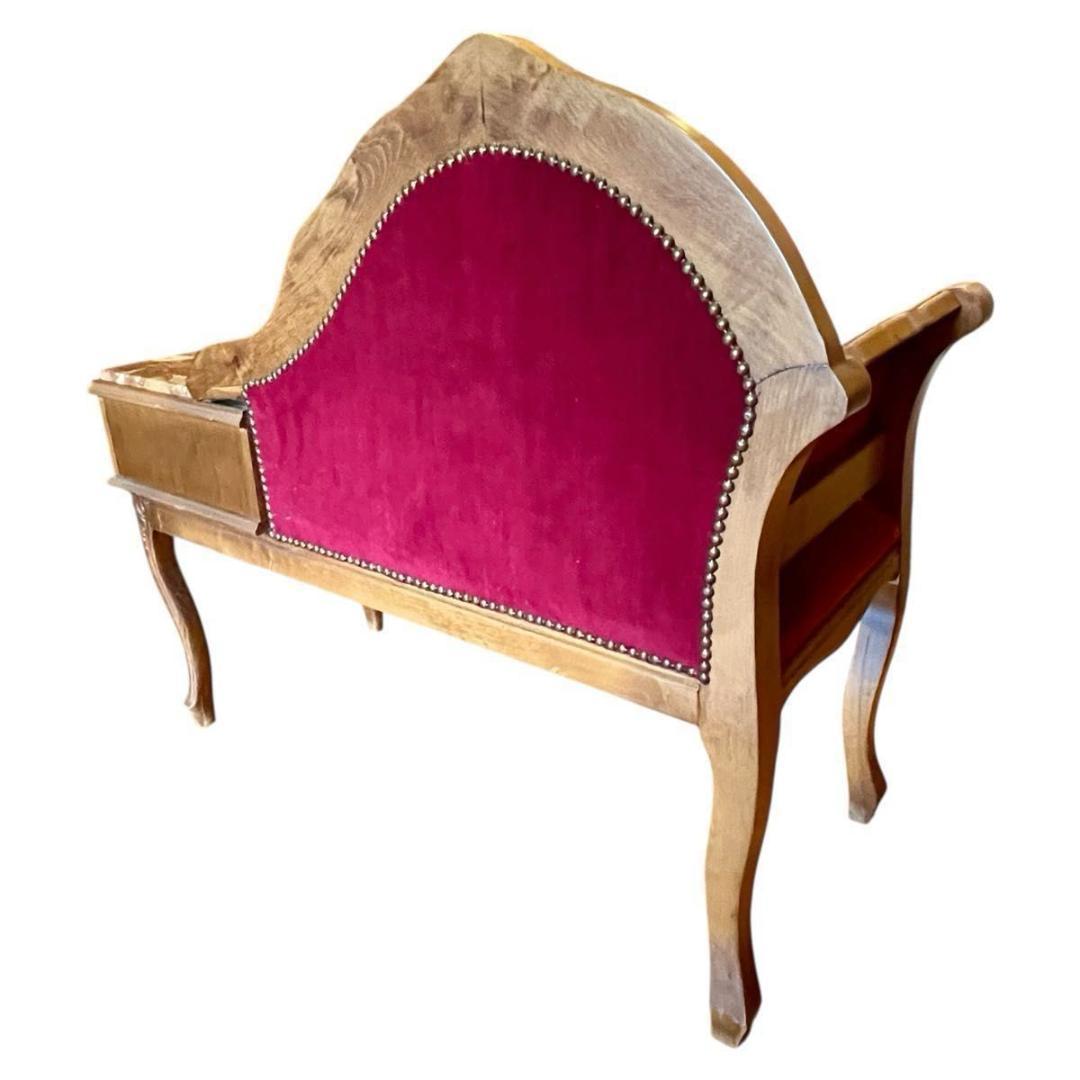 【アンティーク/希少】イタリア製 テレフォンベンチ ロココ調 猫脚 大理石