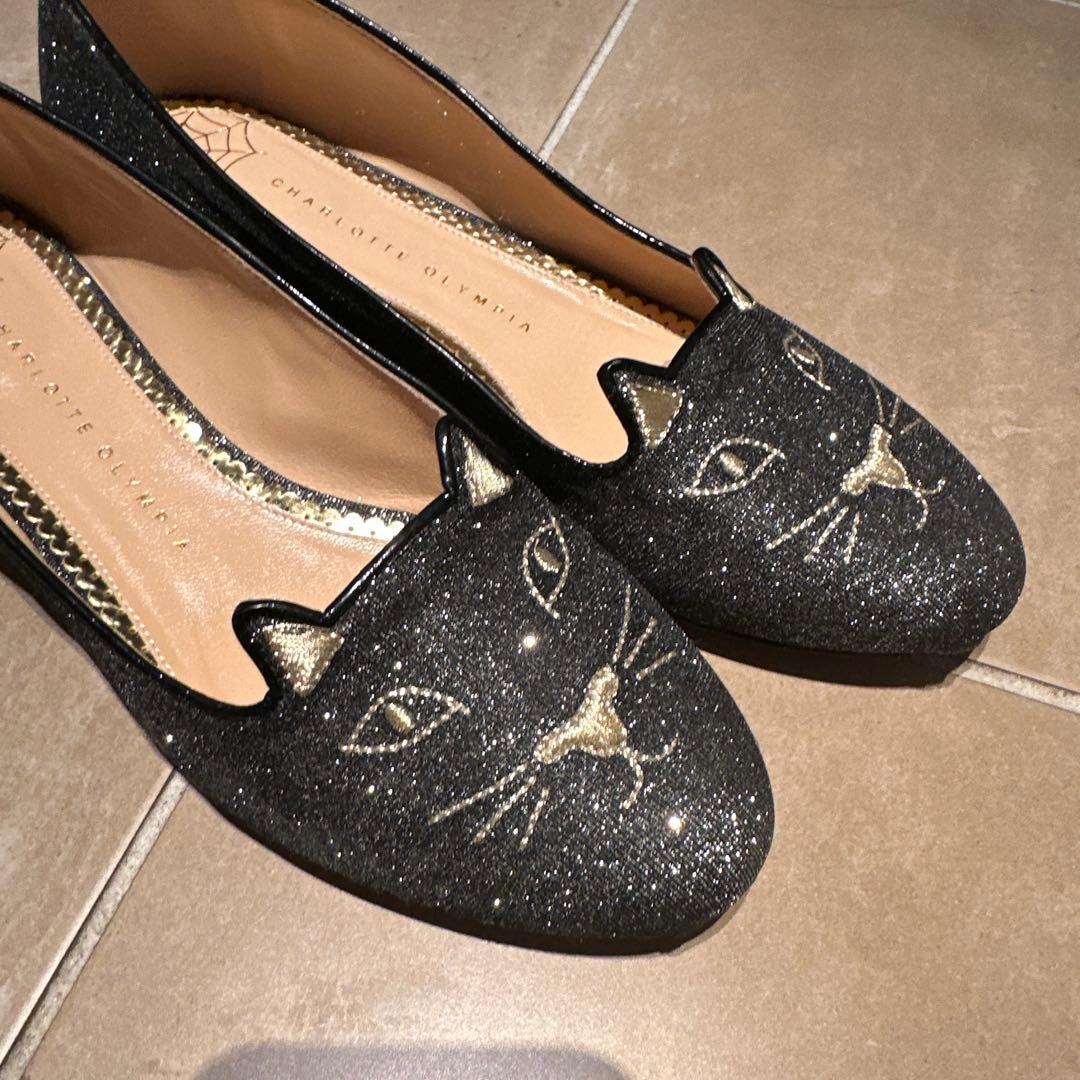 猫の顔デザイン フラットシューズ