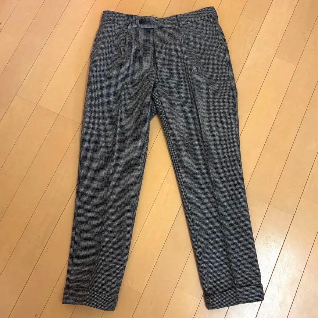 うっちースーツセレクト　尾州ウール　ハウンドトゥース　黒グレー　Y4