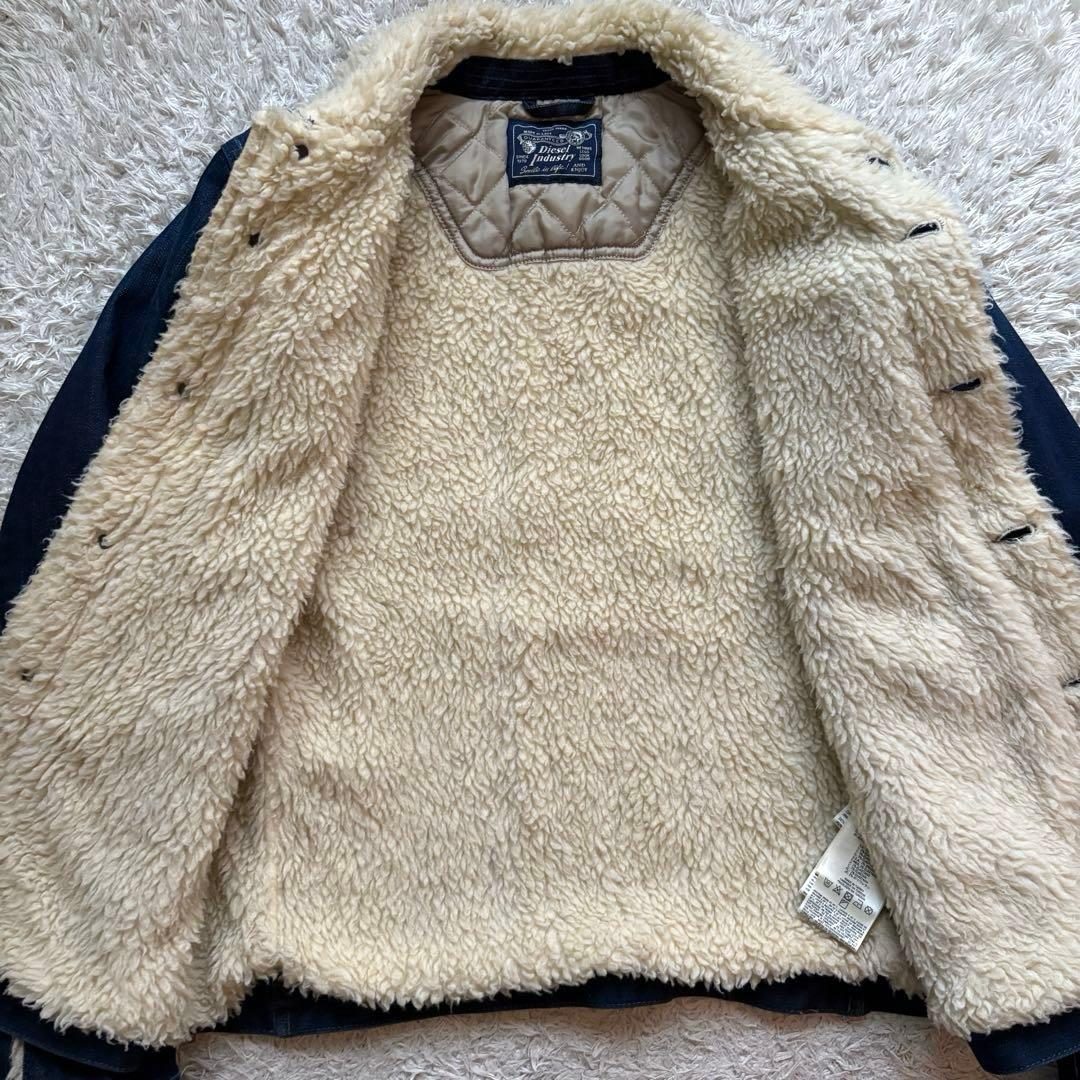 ★裏地ボア★ DIESEL デニム ジャケット 紺 インディゴ ロゴボタン