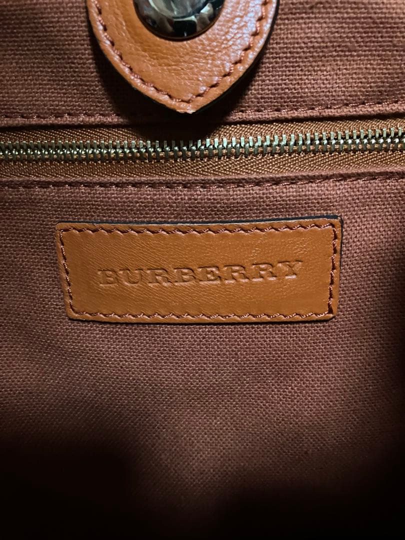 BURBERRYバーバリー ノバチェック　オレンジレザートートバッグ　極美品