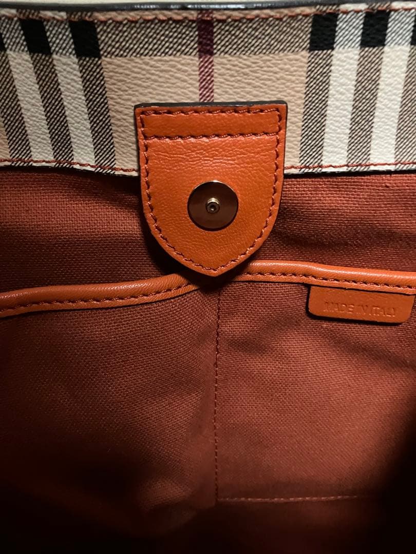BURBERRYバーバリー ノバチェック　オレンジレザートートバッグ　極美品