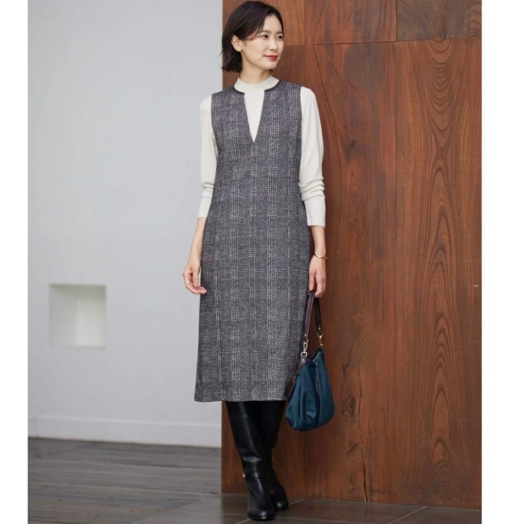 ジェイプレス　洗える　チェック ジャカード ジャンパースカート　ワンピース