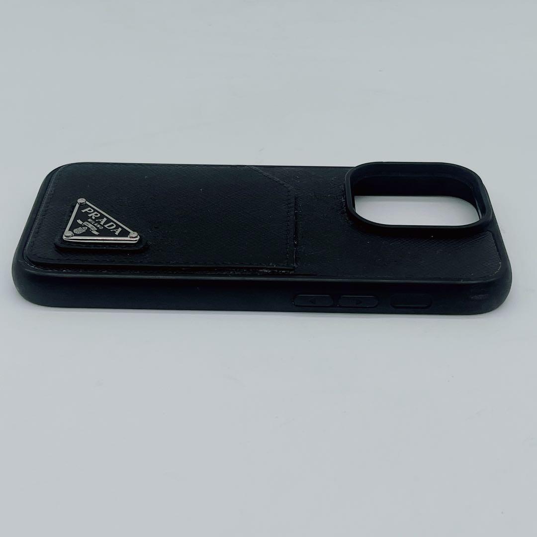 【PRADA】iPhone14 Pro用 スマホケース ブラック 三角プレート