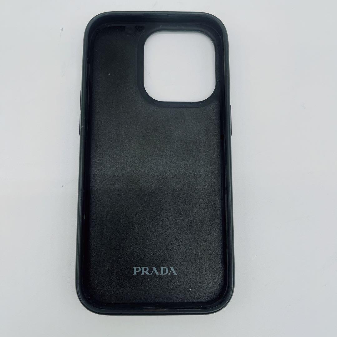 【PRADA】iPhone14 Pro用 スマホケース ブラック 三角プレート