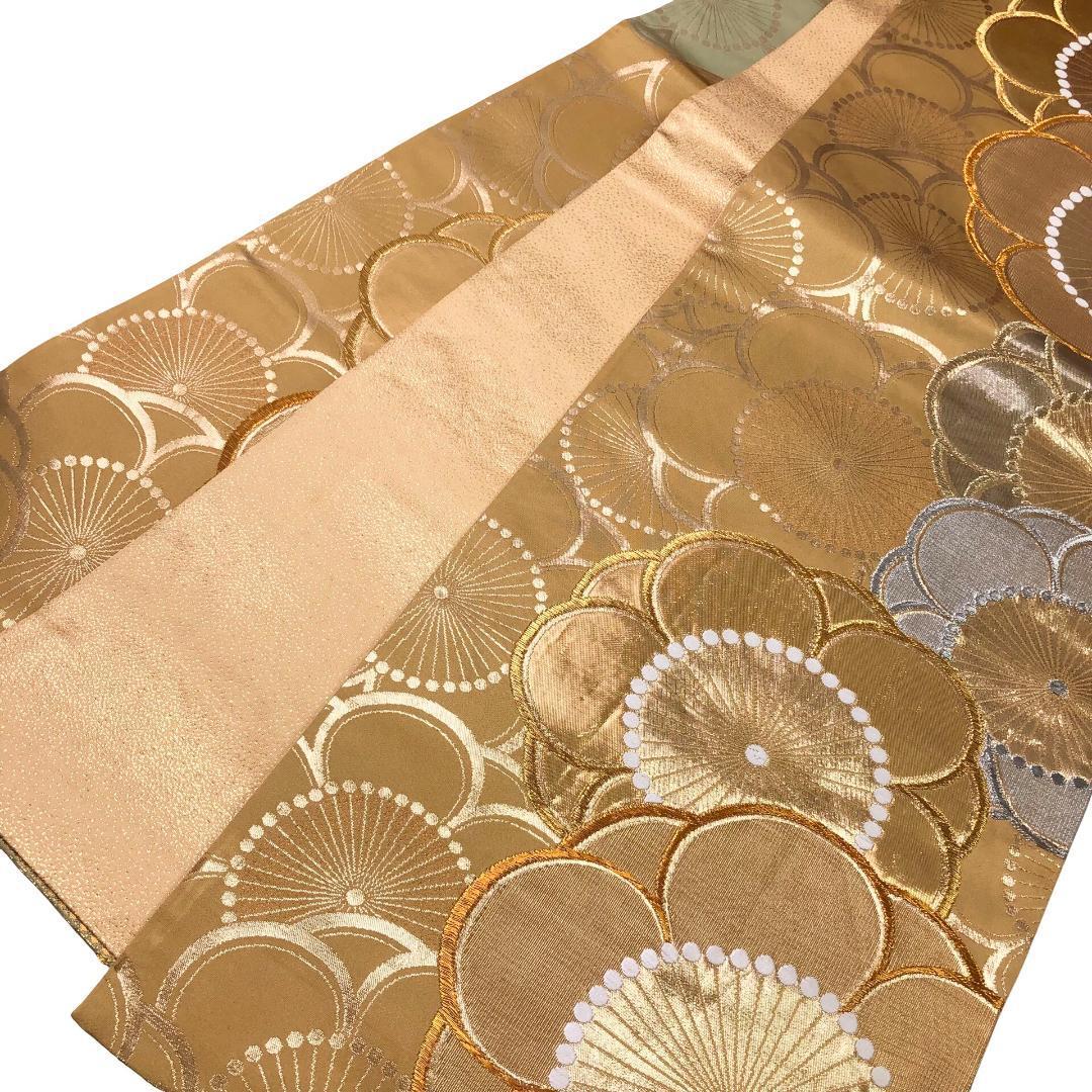 ☆ 袋帯 宝彩 24金箔 プラチナ箔 美しい花模様 金銀糸 O-5889