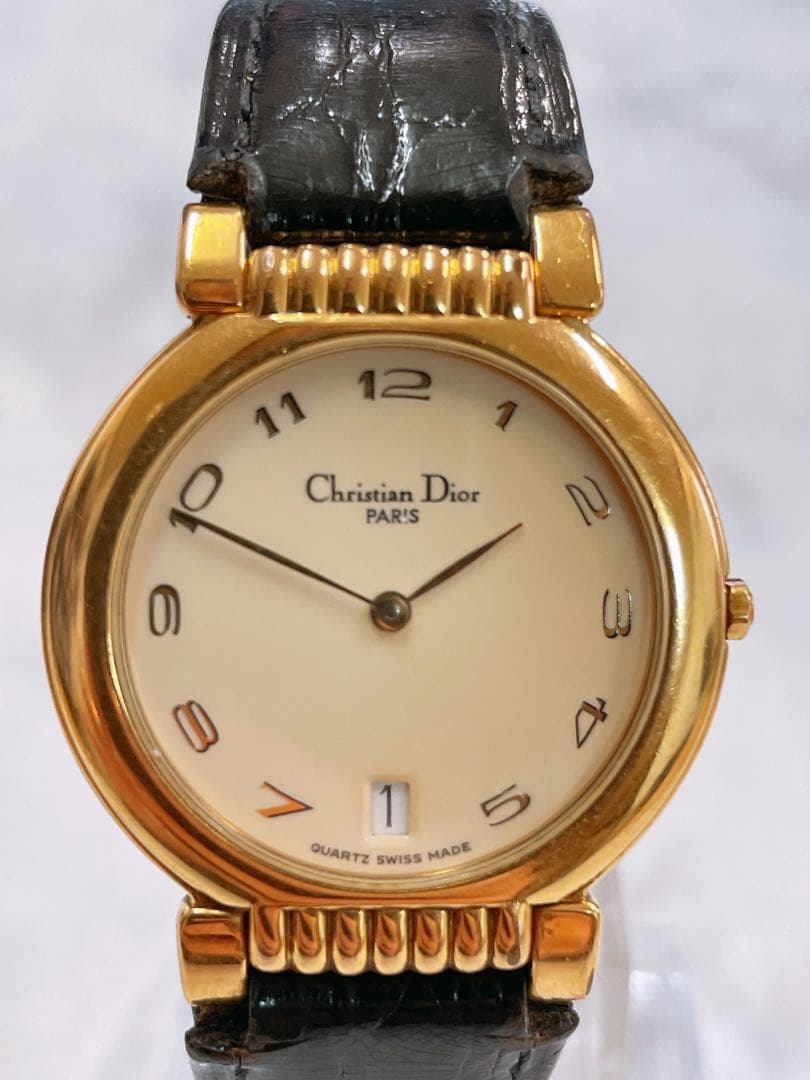 電池交換済み Christian Dior 腕時計 クォーツ ゴールド