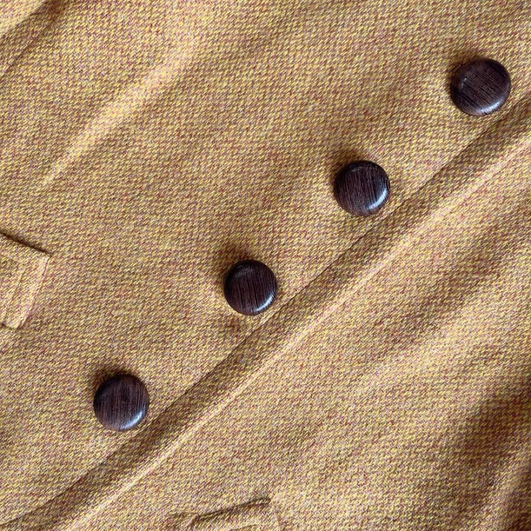 イヴサンローラン　ノーカラーツイードジャケット　木製ボタン　ウール　ヴィンテージ