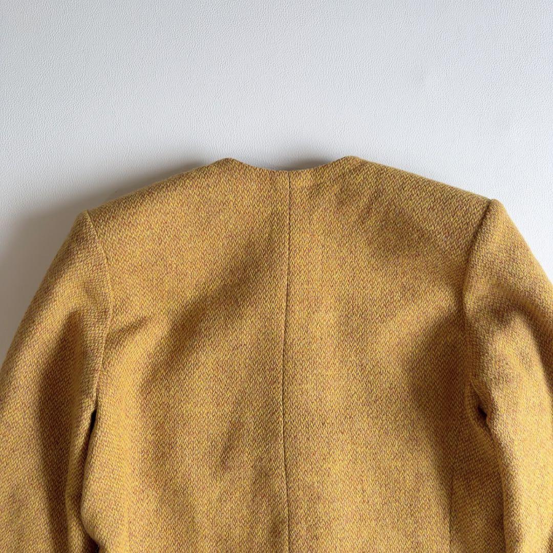 イヴサンローラン　ノーカラーツイードジャケット　木製ボタン　ウール　ヴィンテージ