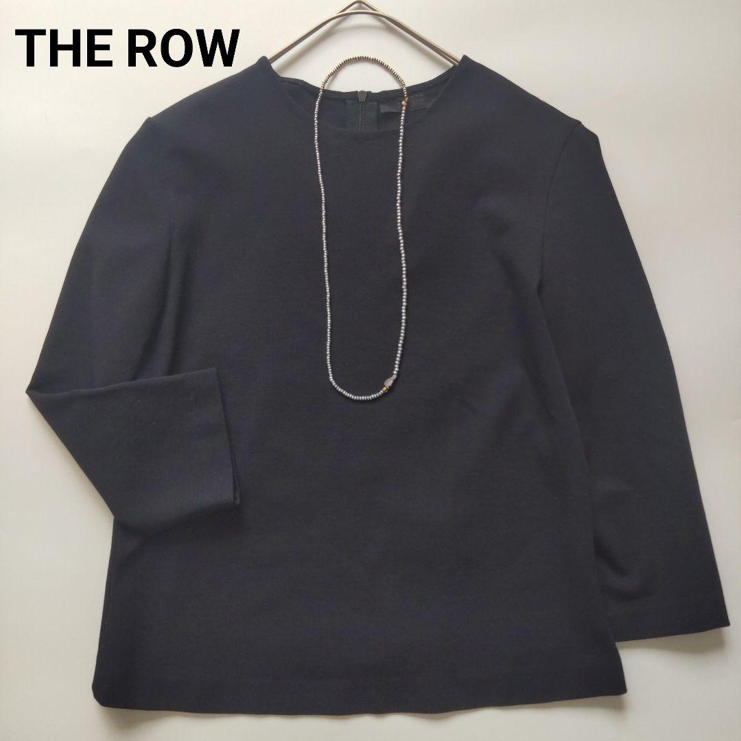 美品 ザロウ クルーネック バックジップ カットソー トップス ９分袖 ブラック