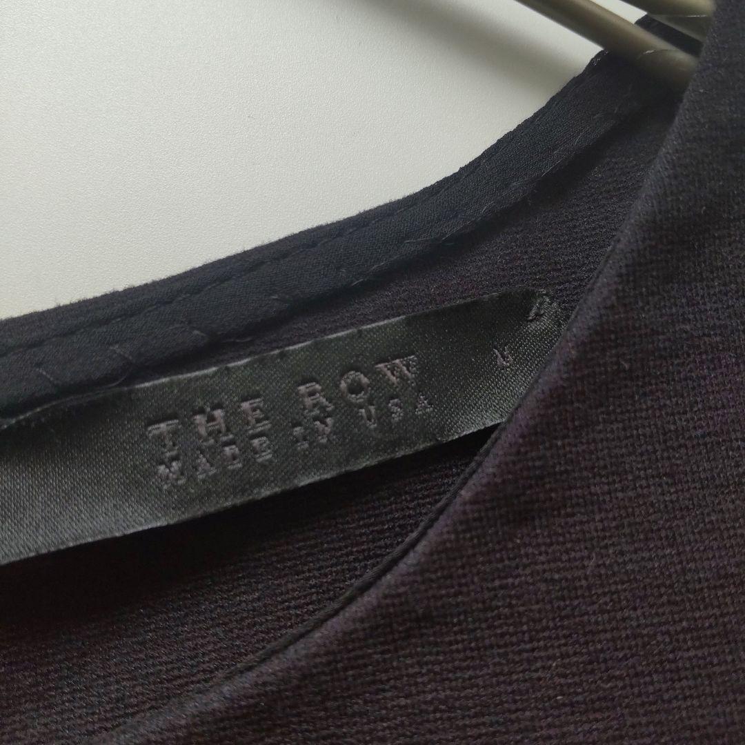 美品 ザロウ クルーネック バックジップ カットソー トップス ９分袖 ブラック