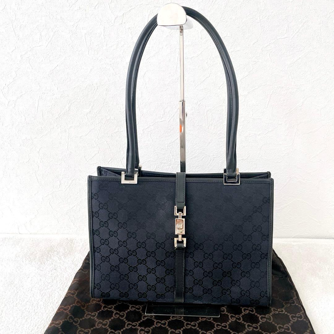 ★GUCCI★GGキャンバス ジャッキートートバッグ 黒ブラック 保存袋あり