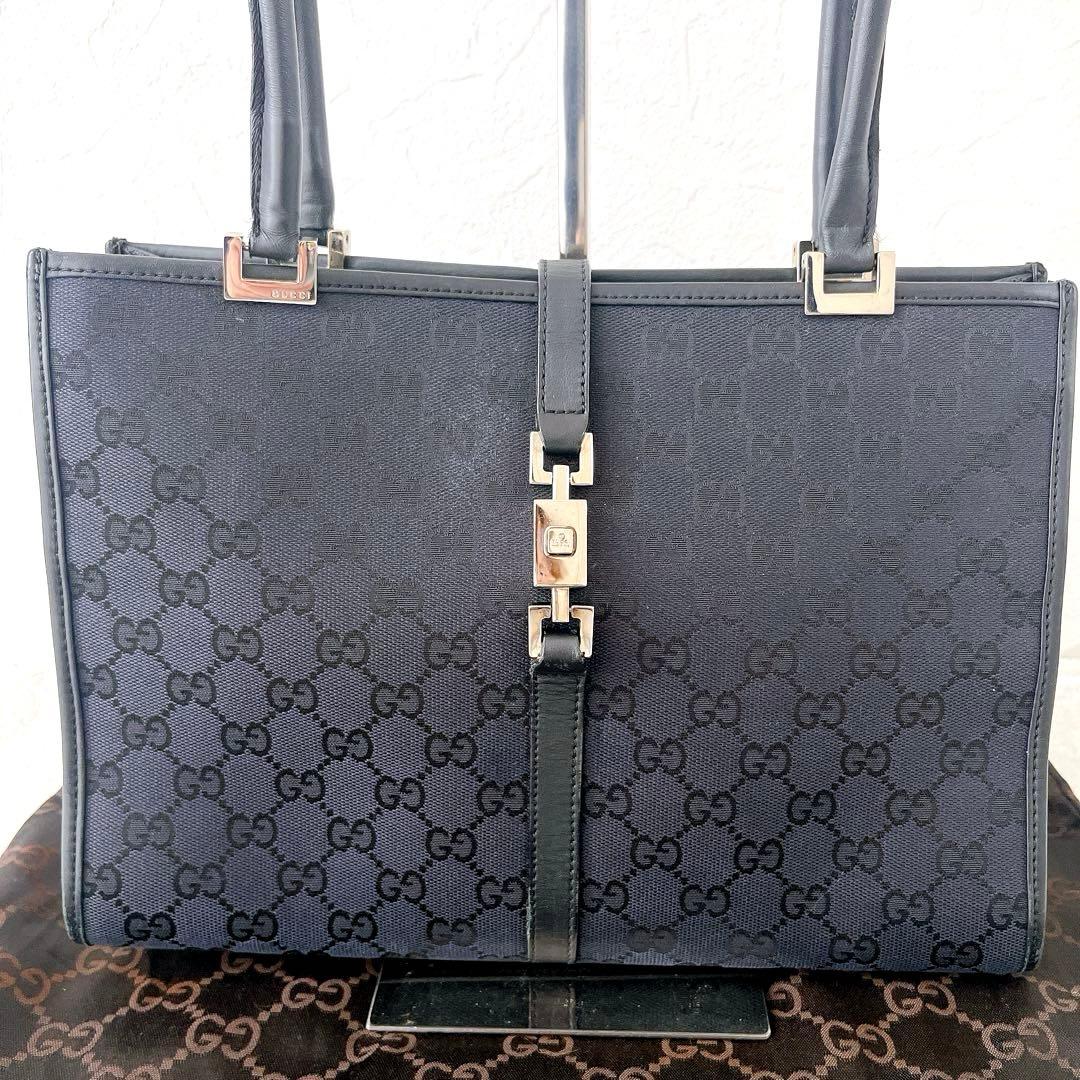 ★GUCCI★GGキャンバス ジャッキートートバッグ 黒ブラック 保存袋あり