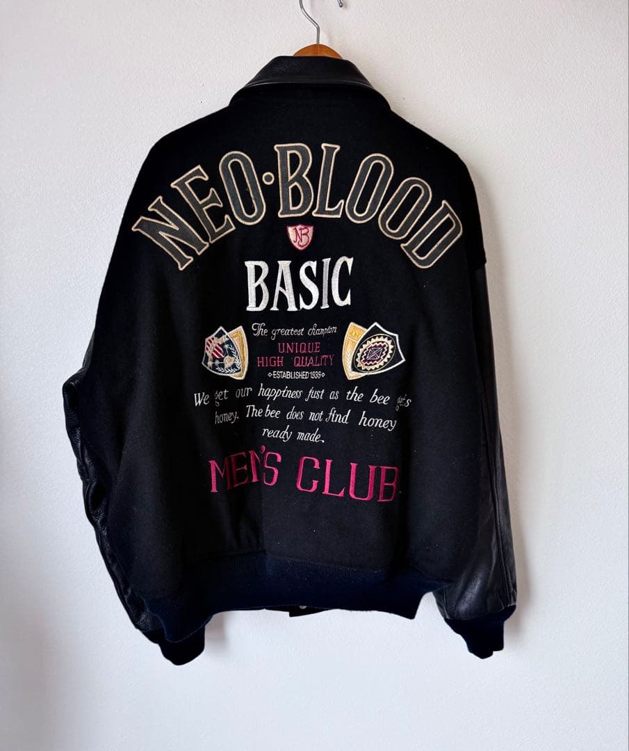 激渋　NEO BLOOD 袖本革　スタジャン ブラック