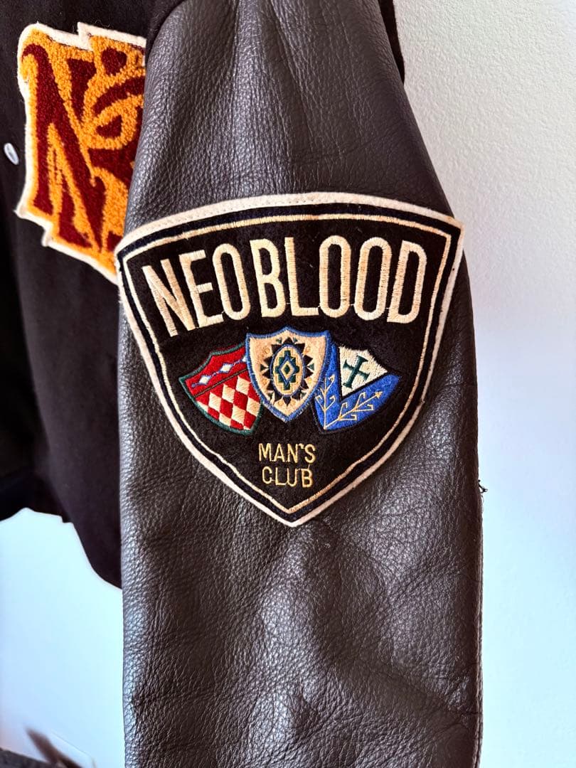 激渋　NEO BLOOD 袖本革　スタジャン ブラック