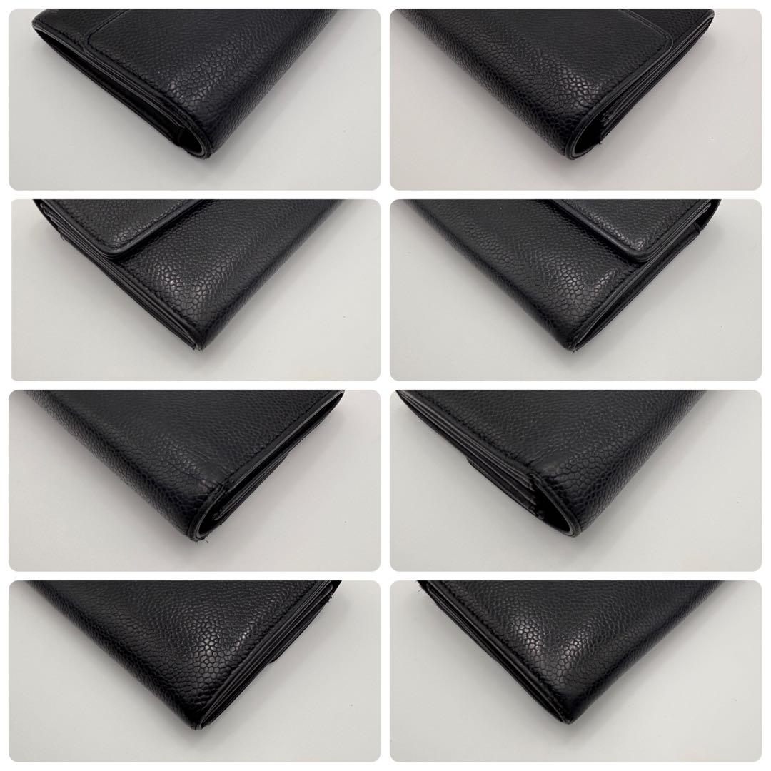 【美品】CHANEL ココマーク　キャビアスキン　ブラック 長財布