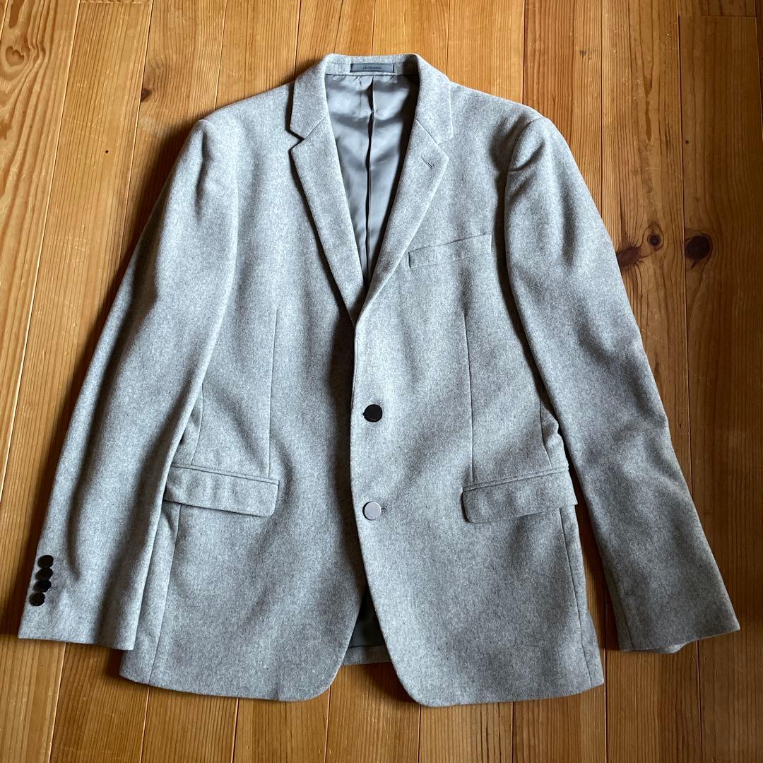 〝美品〟CKカルバンクライン☆ウールジャケット40ライトグレーメンズ