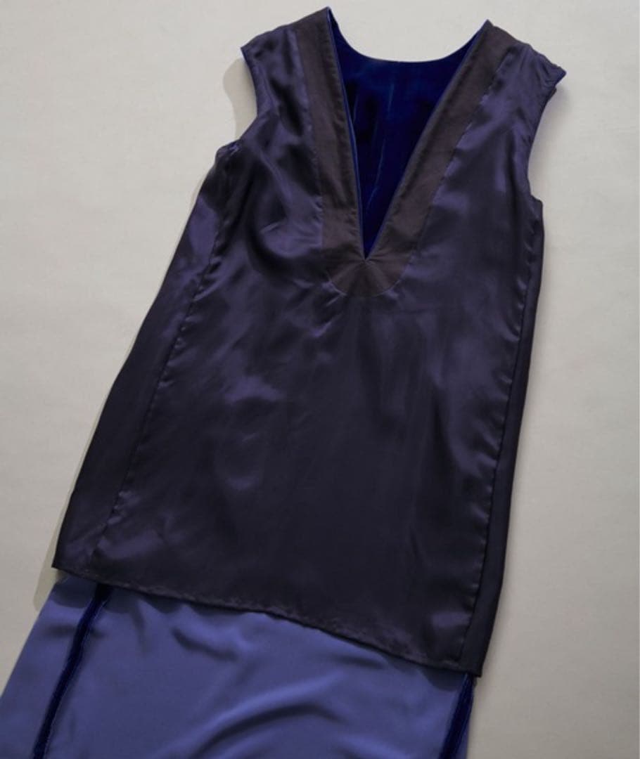 nanouniverse LB.01/ベルベットVネックワンピース ノースリーブ