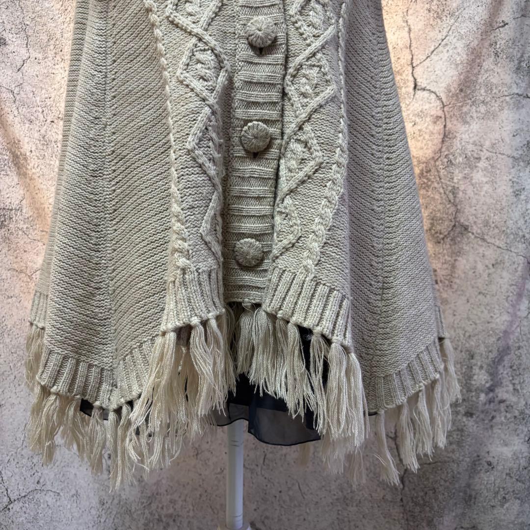 y2k 00s 森ガール　ニットポンチョ　スカート　2点セット　ファー　フリンジ