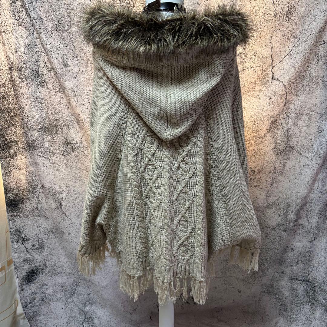 y2k 00s 森ガール　ニットポンチョ　スカート　2点セット　ファー　フリンジ