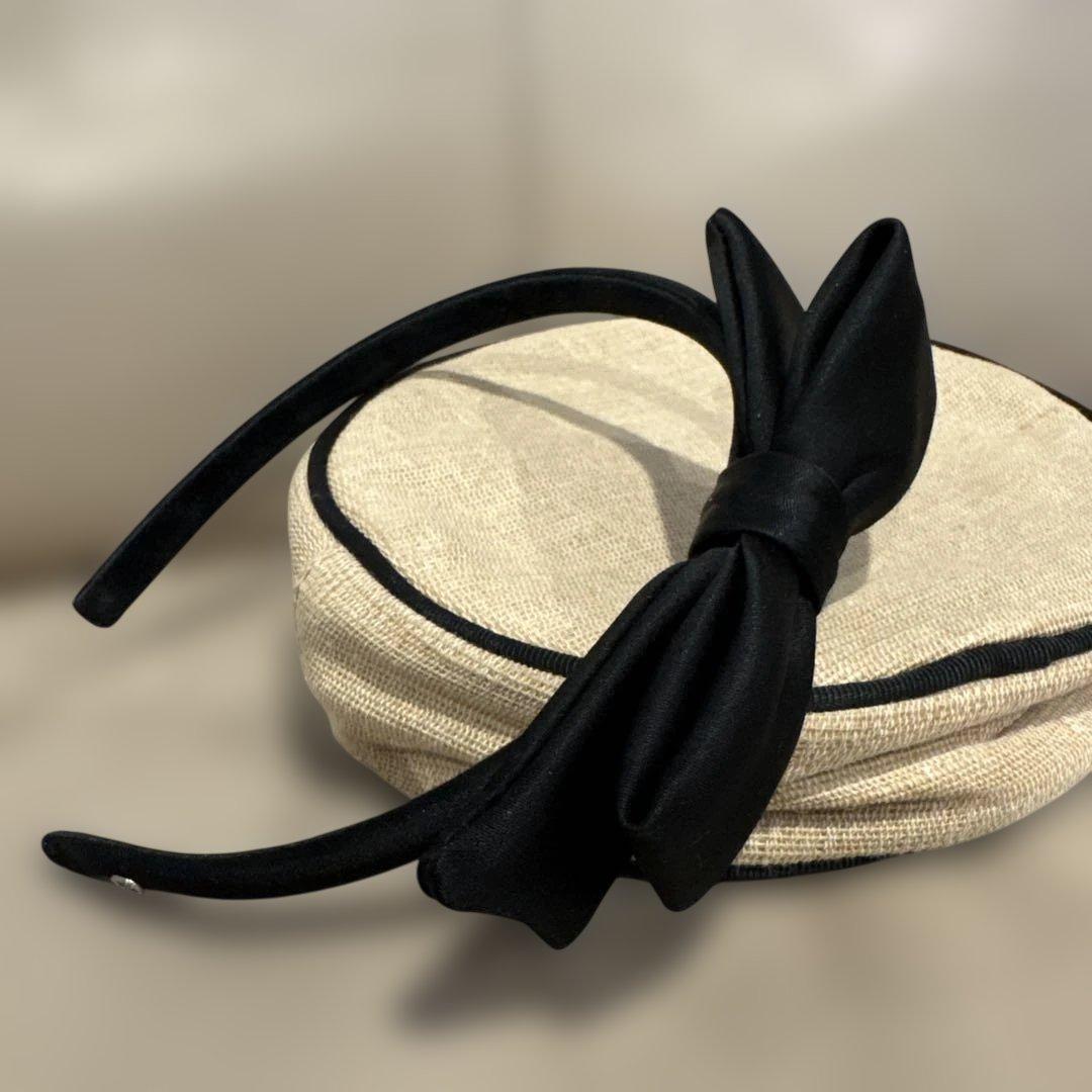 ALEXANDRE DE PARIS ￼ サテン　黒ぷっくりリボンカチューシャ