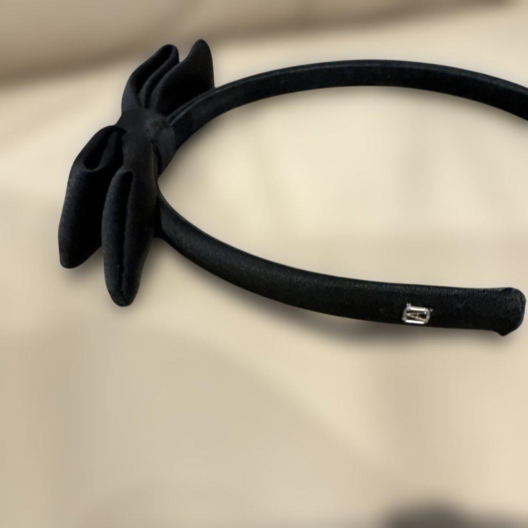 ALEXANDRE DE PARIS ￼ サテン　黒ぷっくりリボンカチューシャ