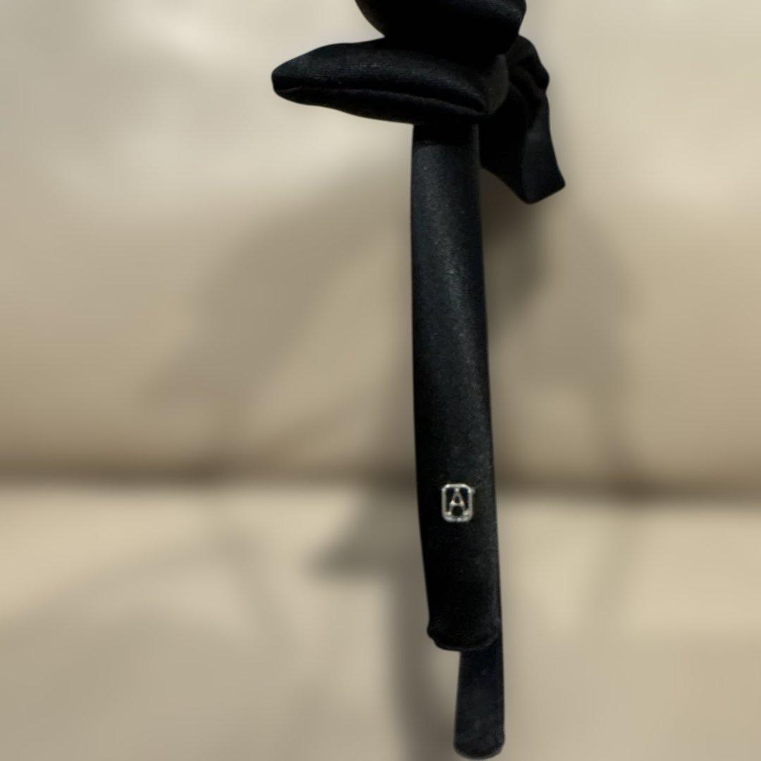 ALEXANDRE DE PARIS ￼ サテン　黒ぷっくりリボンカチューシャ