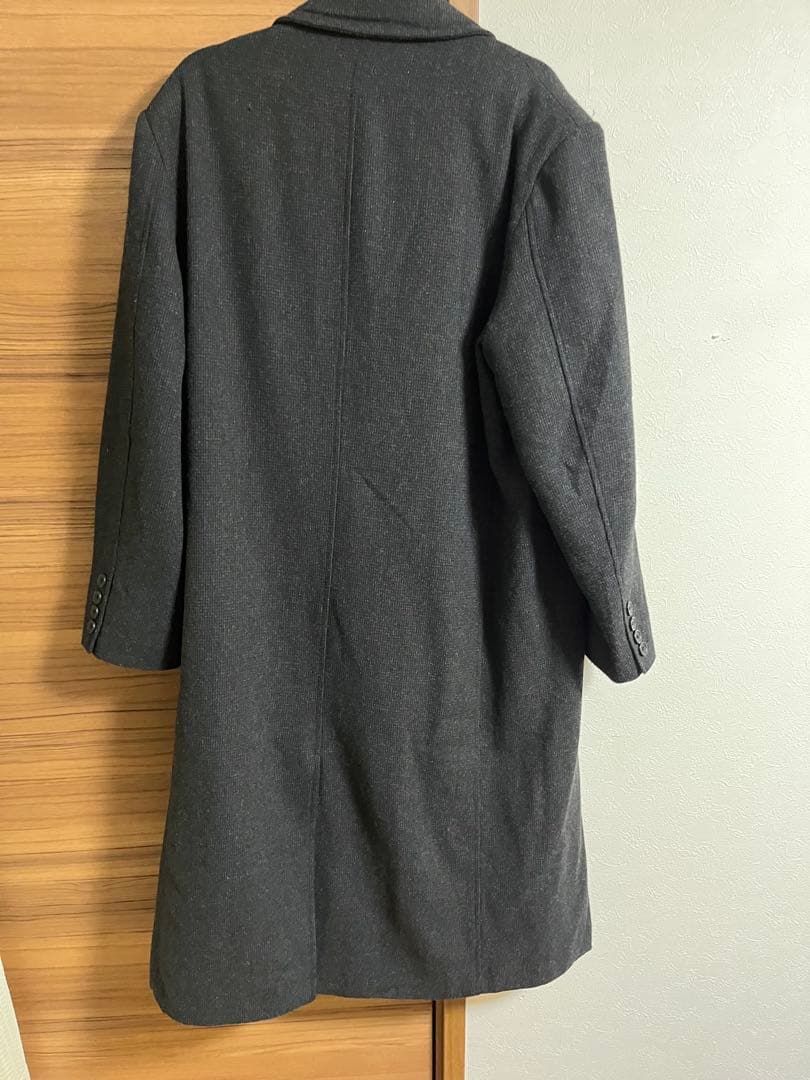 SINSS クラシックウールブレンドツイードコート チャコール Lサイズ
