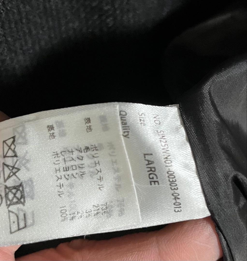 SINSS クラシックウールブレンドツイードコート チャコール Lサイズ