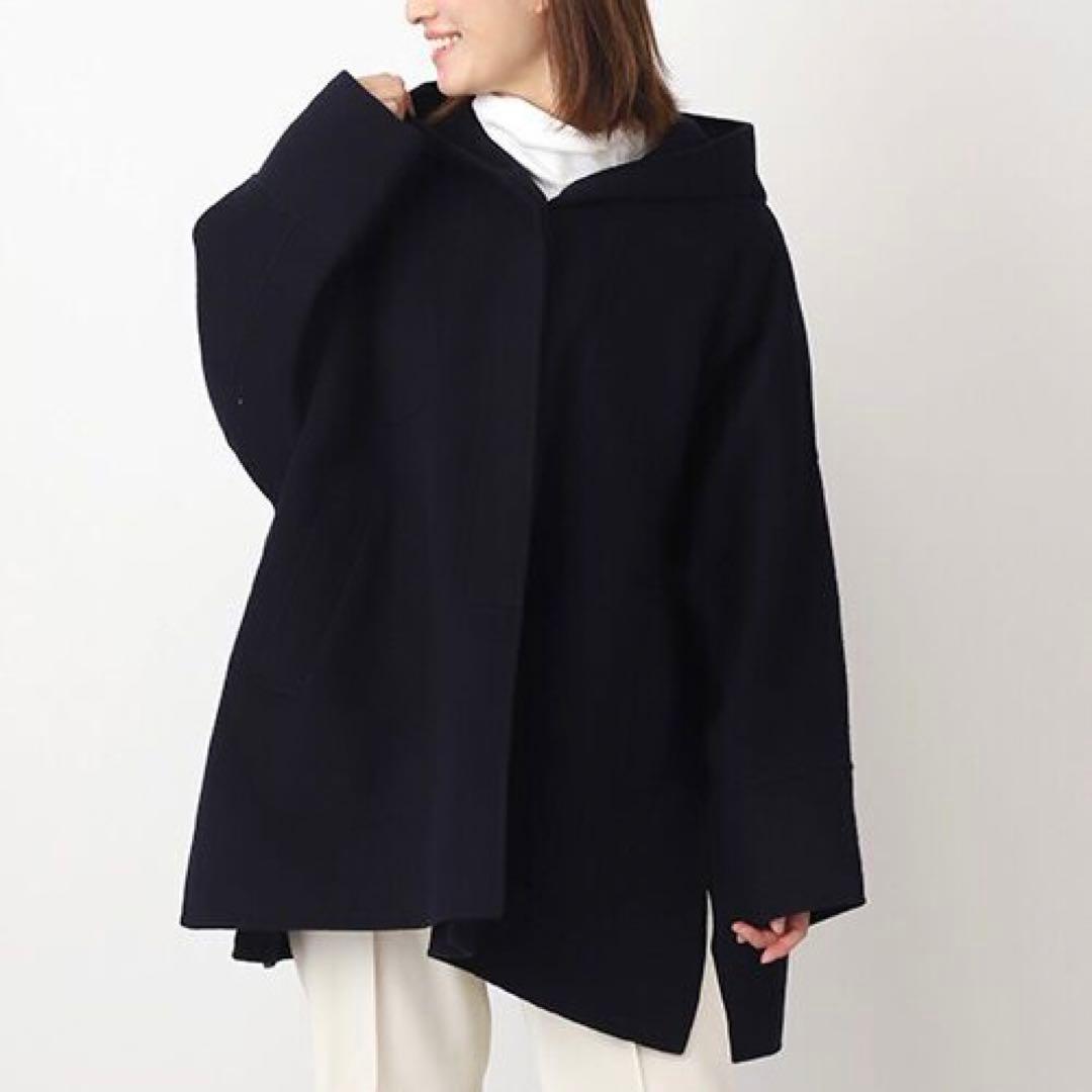 モガ シャルムリバー フードコート ポンチョ風 ドルマンスリーブ ネイビー